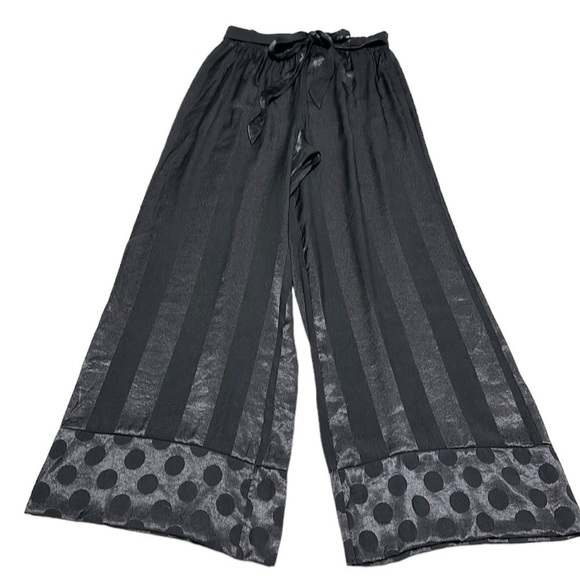 Victoria's Secret Satin Silky Wide Leg Flattering Lounge Black Pants Size Small - Picture 2 of 16